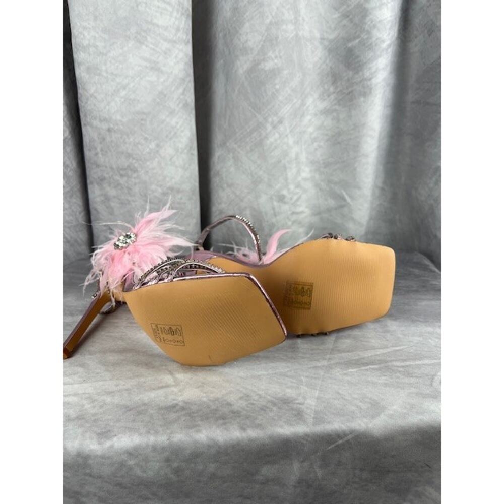 Azalea Wang Licorice Feather Flower Embellished Sandal Women's Size US 6.5 - Picture 5 of 7